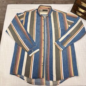 Vintage 90s NEW RIVER J. RIGGINGS Mens Stripe 100% Cotton Button Down Size M